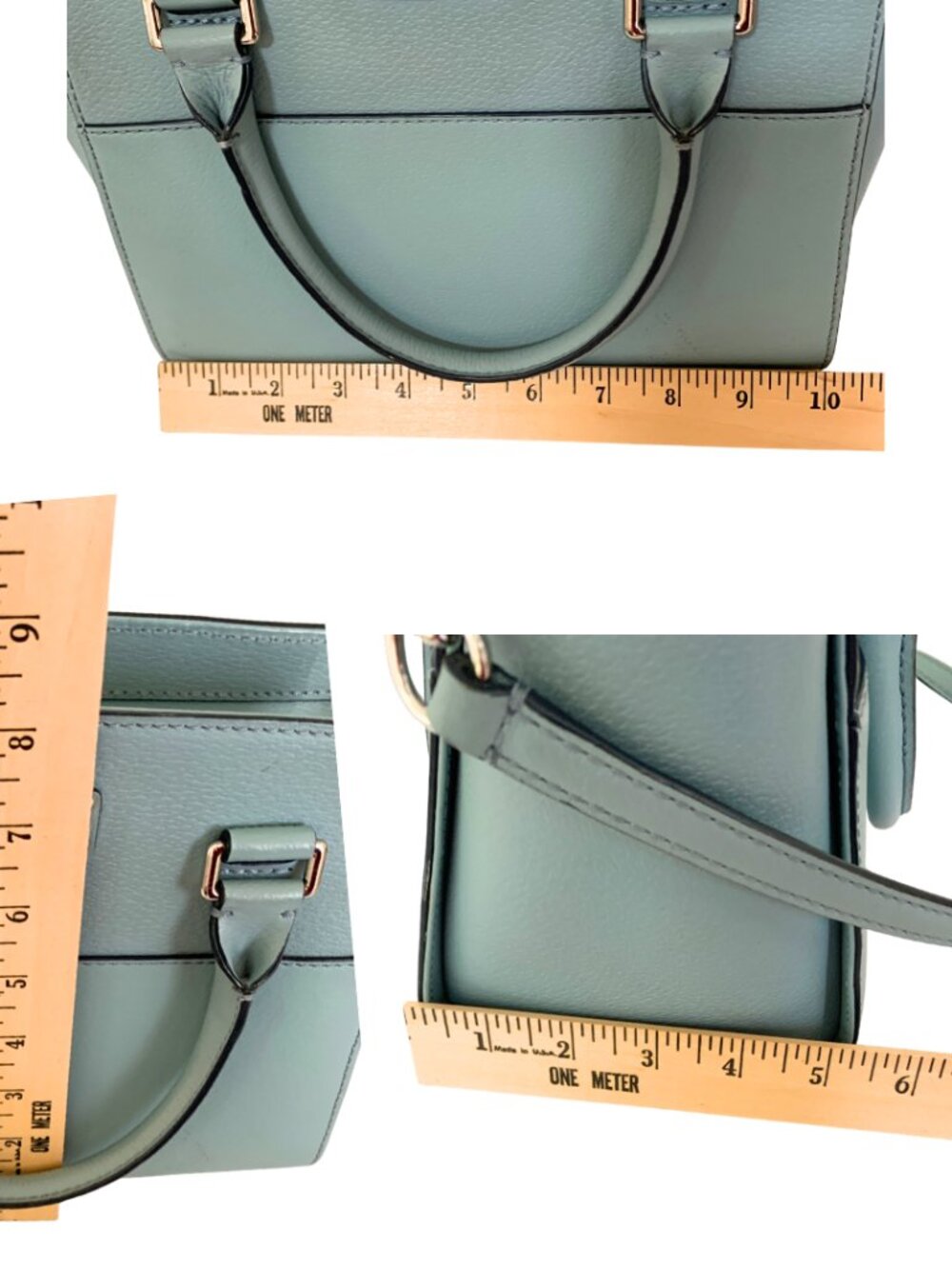 Kate Spade Medium Satchel Crossbody Bag Muted Teal Leather Preowned - Picture 12 of 12